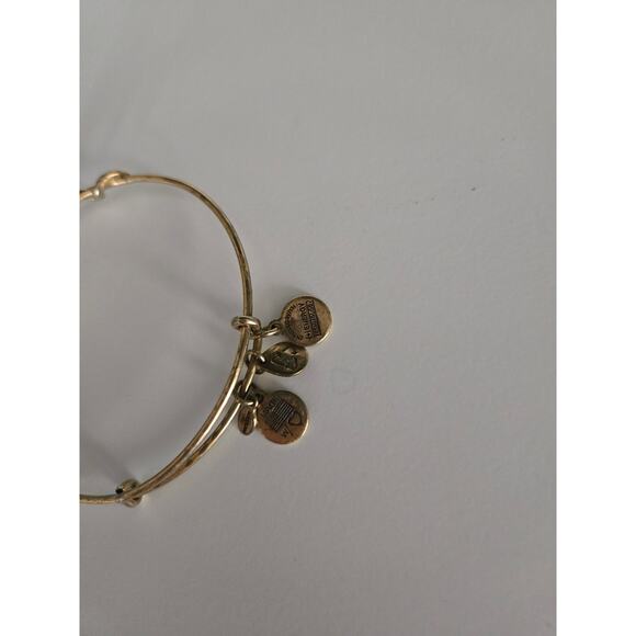Alex and Ani Rafaelian Gold Horizontal Om Wrap Bangle Bracelet - Picture 2 of 4
